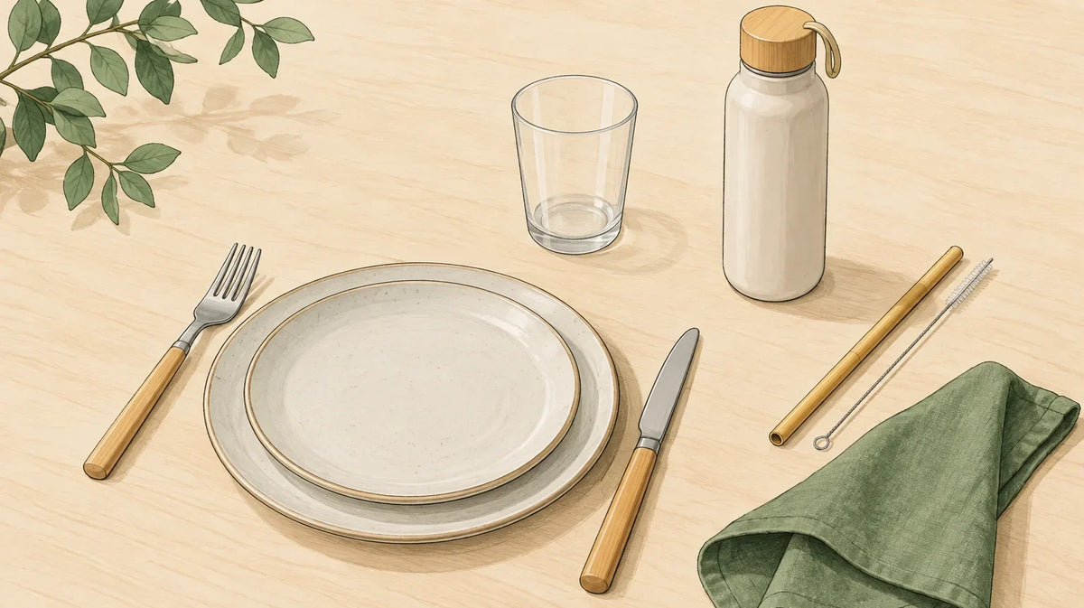 Sélection sobre d’articles réutilisables pour la table et les boissons