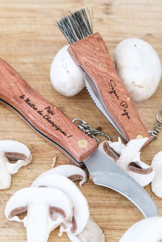 Couteau à Champignon 17cm à Personnaliser - My Bambou, en bois Rosewood, idéal pour la cueillette de champignons.