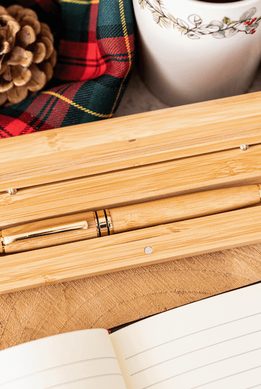 Stylo à Personnaliser avec Coffret en Bambou - My Bambou