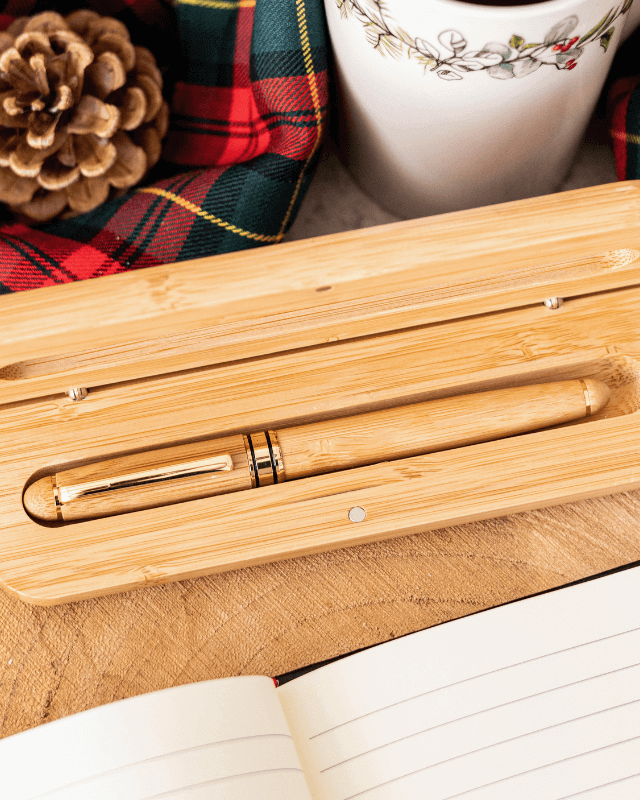 Stylo à Personnaliser avec Coffret en Bambou - My Bambou