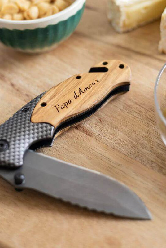 Couteau En Bois de Noyer à Personnaliser - My Bambou