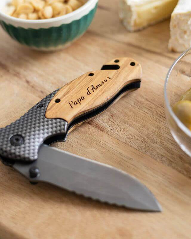 Couteau En Bois de Noyer à Personnaliser - My Bambou