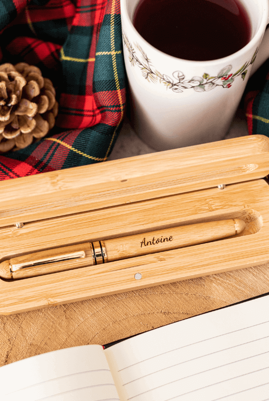 Stylo à Personnaliser avec Coffret en Bambou - My Bambou