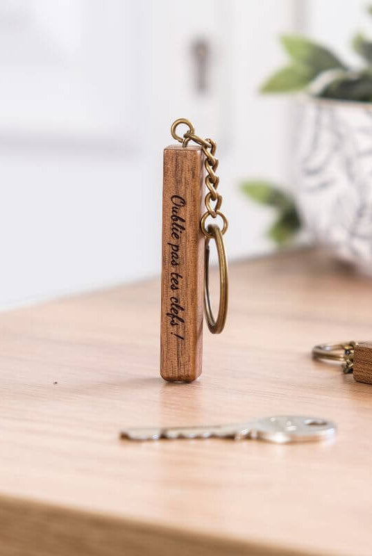 Porte-Clés en Bois de Noyer à Personnaliser - My Bambou