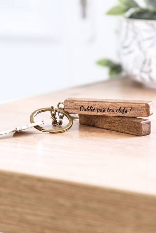 Porte-Clés en Bois de Noyer à Personnaliser - My Bambou