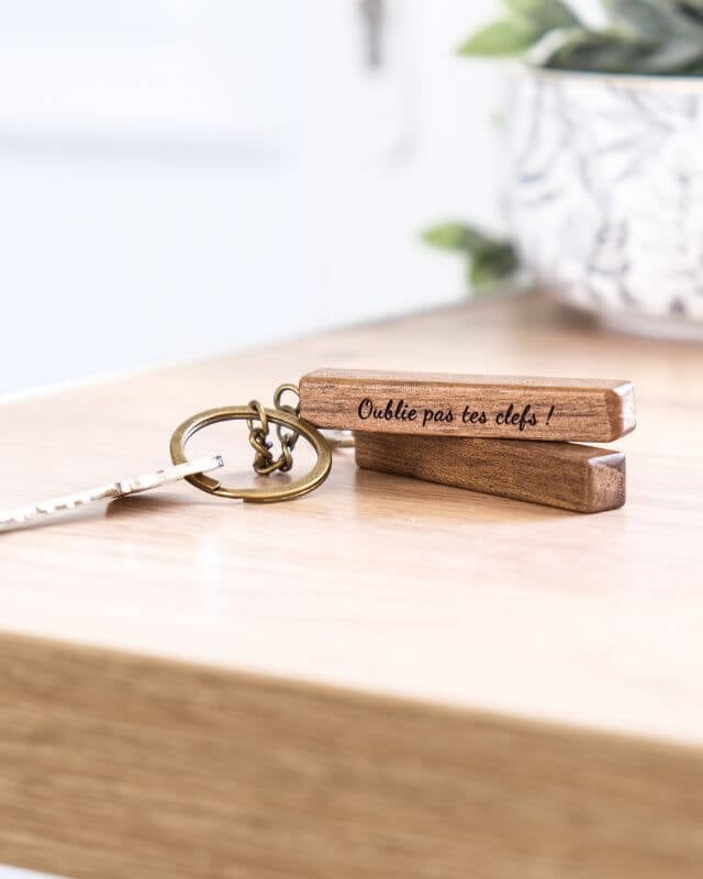 Porte-Clés en Bois de Noyer à Personnaliser - My Bambou