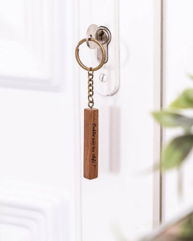 Porte-Clés en Bois de Noyer à Personnaliser - My Bambou