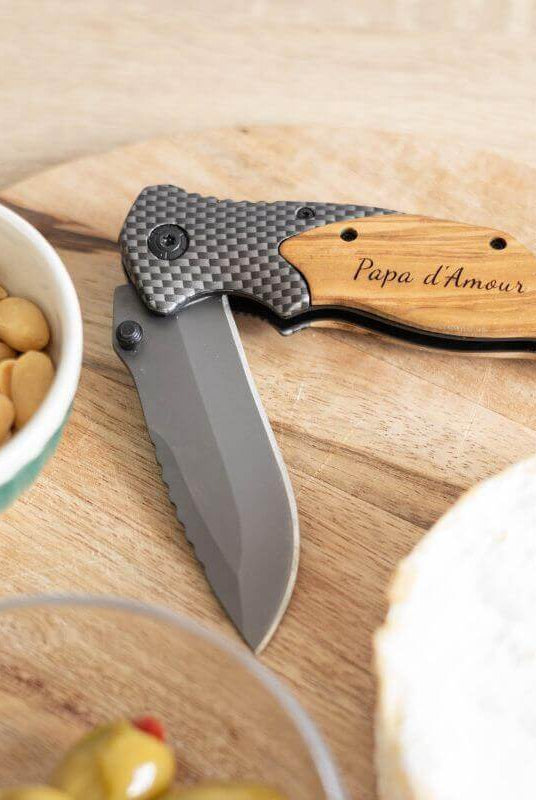 Couteau En Bois de Noyer à Personnaliser - My Bambou