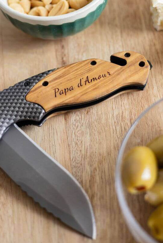 Couteau En Bois de Noyer à Personnaliser - My Bambou