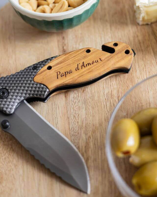 Couteau En Bois de Noyer à Personnaliser - My Bambou