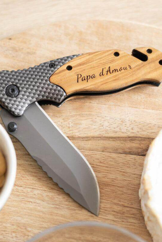 Couteau En Bois de Noyer à Personnaliser - My Bambou