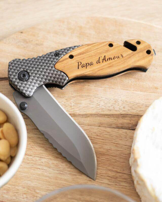 Couteau En Bois de Noyer à Personnaliser - My Bambou