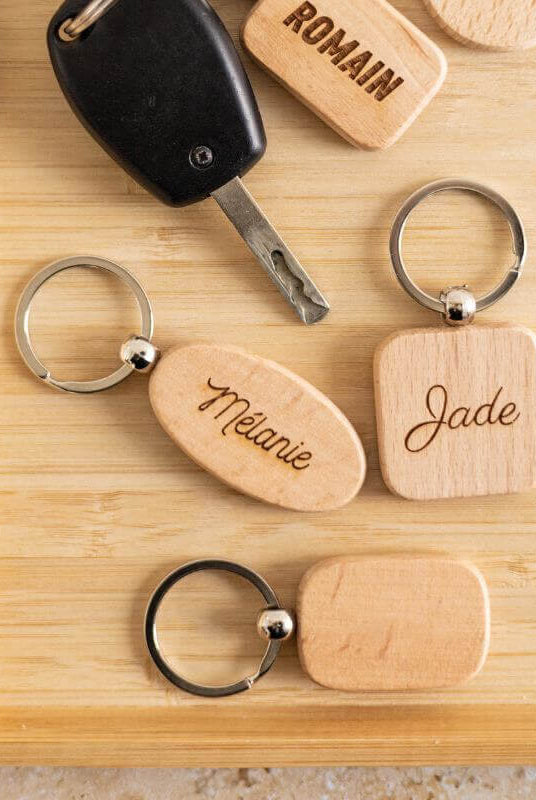 Porte-Clés Bois à Personnaliser Rectangle Arrondi - My Bambou