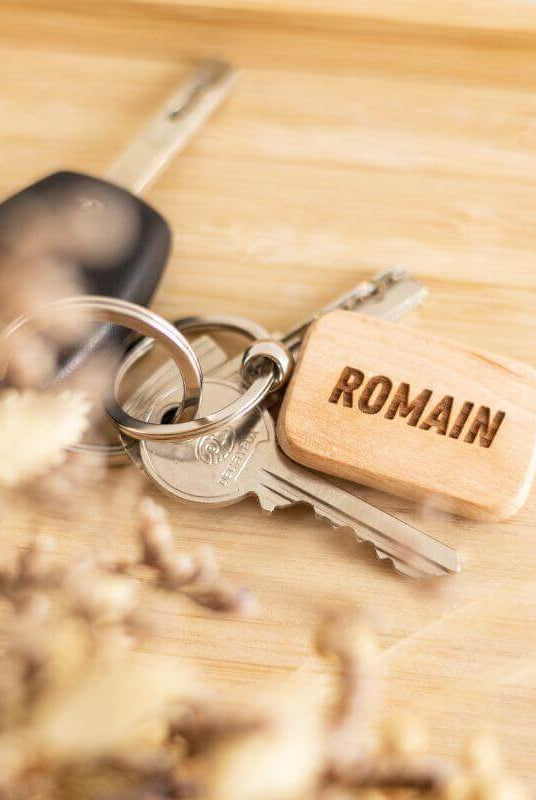 Porte-Clés Bois à Personnaliser Rectangle Arrondi - My Bambou