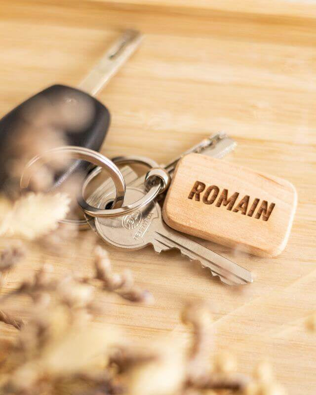 Porte-Clés Bois à Personnaliser Rectangle Arrondi - My Bambou