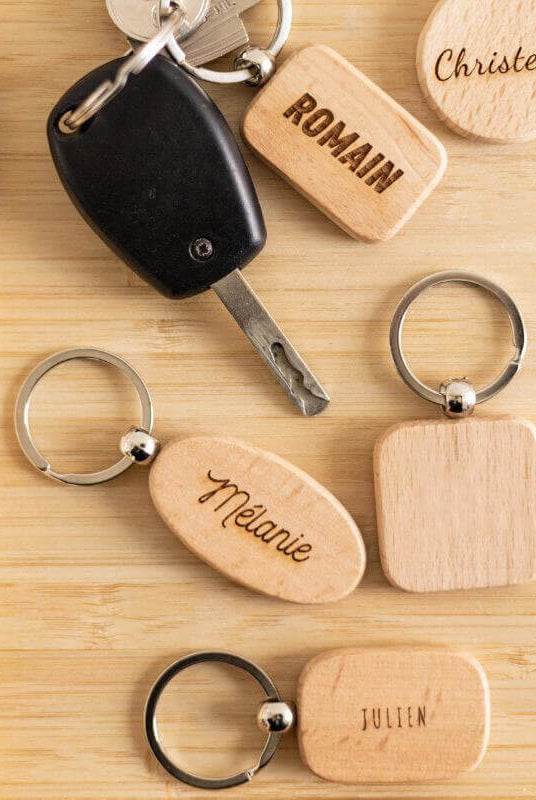 Porte Clés Personnalisable Carré en Bambou - My Bambou