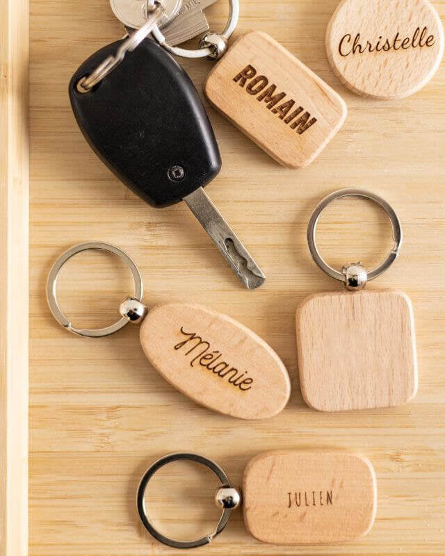 Porte Clés Personnalisable Carré en Bambou - My Bambou