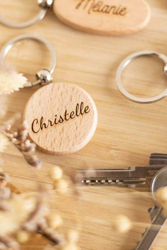 Porte Clés Personnalisable Rond en Bois - My Bambou