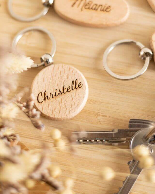 Porte Clés Personnalisable Rond en Bois - My Bambou