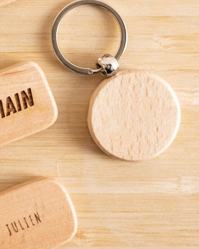 Porte Clés Personnalisable Rond en Bois - My Bambou