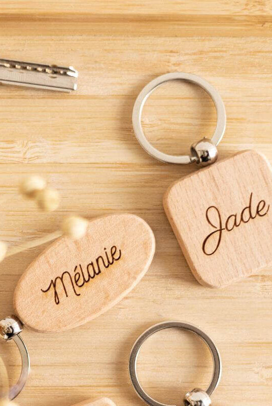 Porte Clés Personnalisable Carré en Bambou - My Bambou