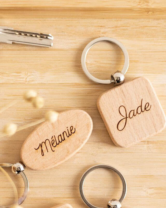 Porte Clés Personnalisable Carré en Bambou - My Bambou