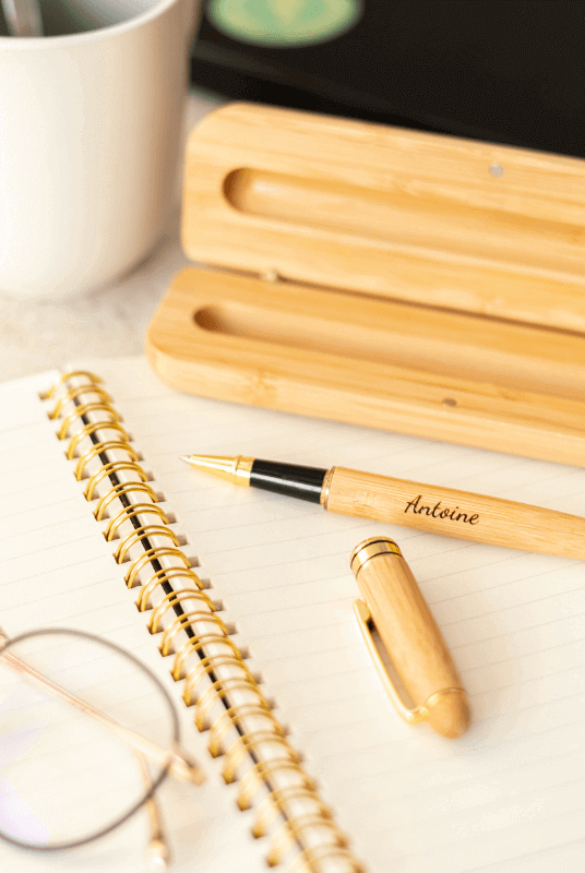 Stylo à Personnaliser avec Coffret en Bambou - My Bambou - My Bambou
