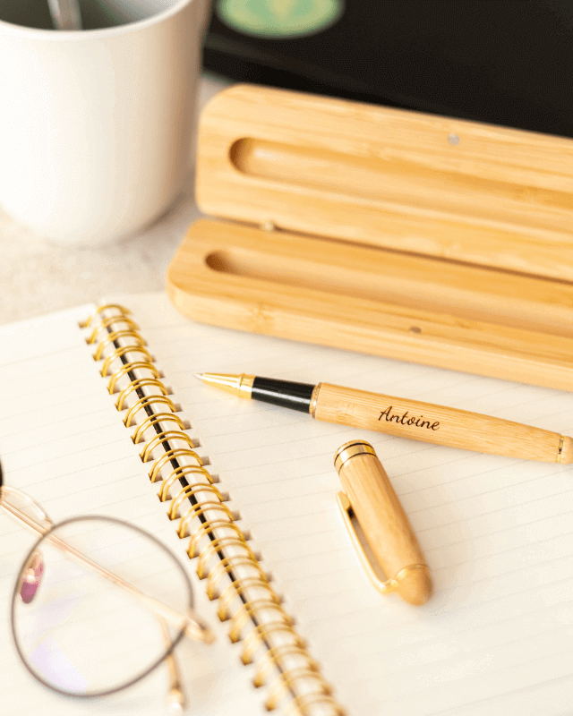 Stylo à Personnaliser avec Coffret en Bambou - My Bambou - My Bambou