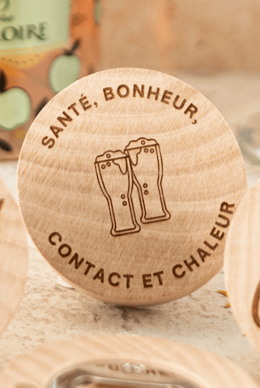 Décapsuleur Rond Personnalisé "Santé, Bonheur, Contact & Chaleur" - My Bambou - My Bambou