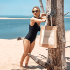 Maillot de Bain Menstruel Noir une Pièce Asymétrique + 1 Pochette de Rangement - My Bambou - My Bambou