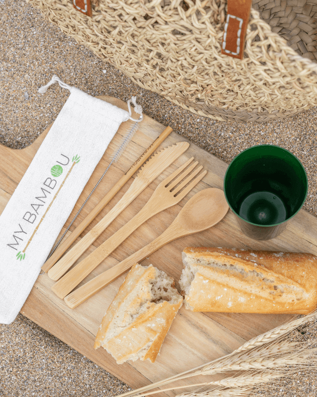 Set Couverts Bambou + Paille à Personnaliser- My Bambou