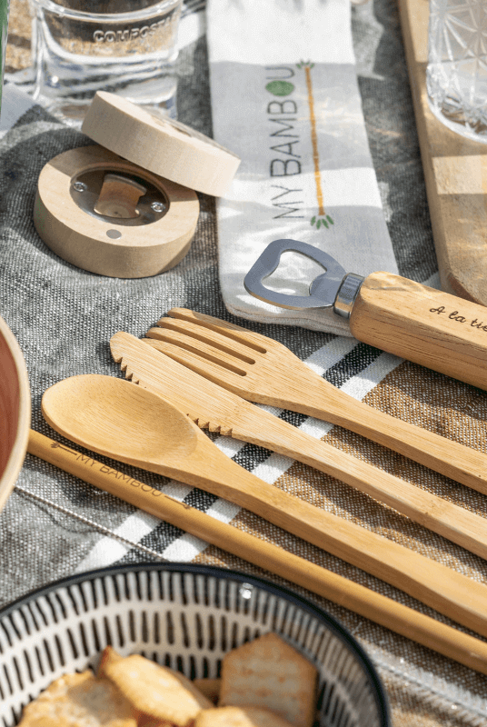 Set Couverts Bambou + Paille à Personnaliser- My Bambou