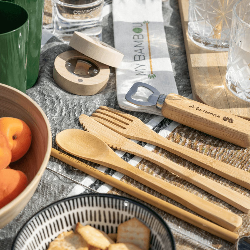 Set Couverts Bambou + Paille à Personnaliser- My Bambou