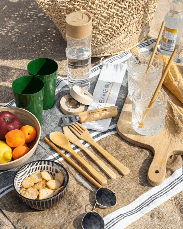 Set Couverts Bambou + Paille à Personnaliser- My Bambou