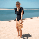 Maillot de Bain Menstruel Noir une Pièce Collerette + 1 Pochette de Rangement - My Bambou - My Bambou