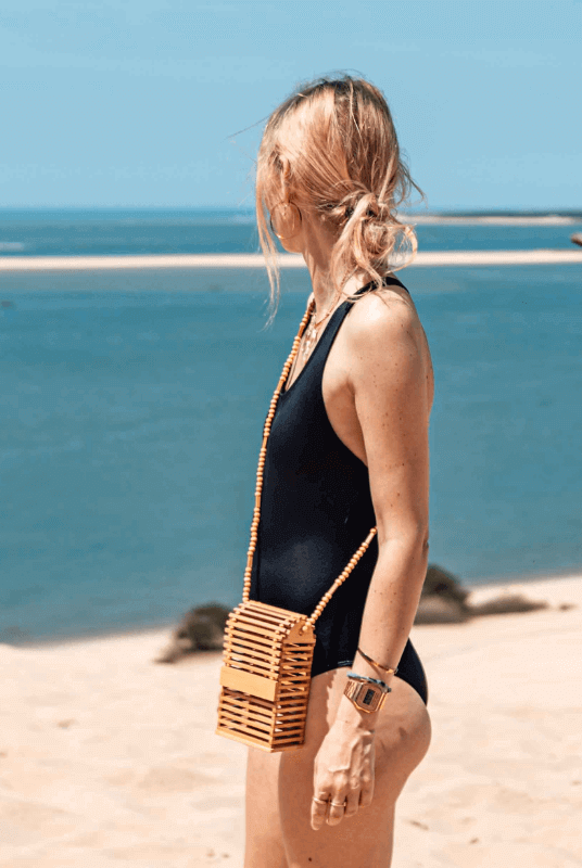 Maillot de Bain Menstruel une Pièce Noir + 1 Pochette de Rangement - My Bambou - My Bambou