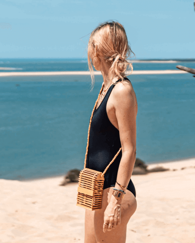 Maillot de Bain Menstruel une Pièce Noir + 1 Pochette de Rangement - My Bambou - My Bambou