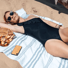 Maillot de Bain Menstruel Noir une Pièce Asymétrique + 1 Pochette de Rangement - My Bambou - My Bambou