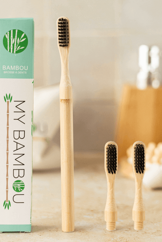 Brosse à Dents Bambou à Tête Changeable Poils Medium à Personnaliser