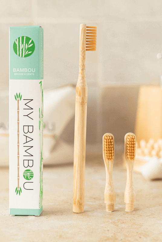 Brosse à Dents Bambou à Tête Changeable Poils Medium à Personnaliser