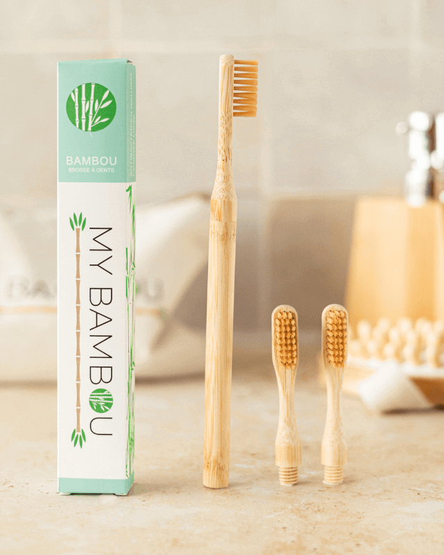 Brosse à Dents Bambou à Tête Changeable Poils Medium à Personnaliser