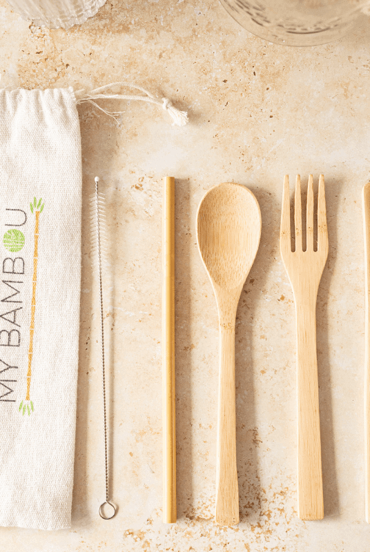 Set Couverts Bambou + Paille à Personnaliser- My Bambou