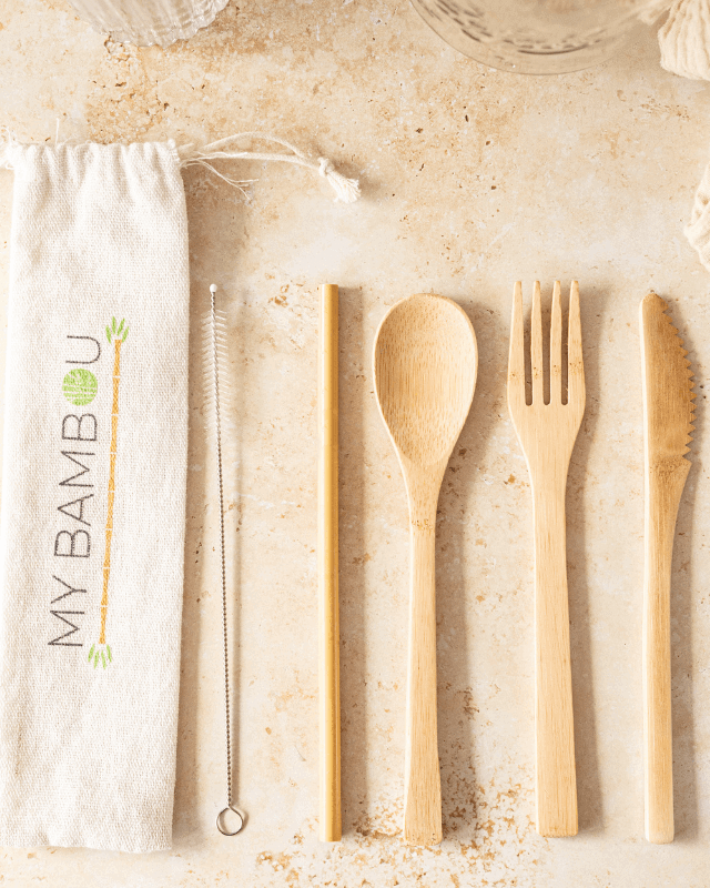 Set Couverts Bambou + Paille à Personnaliser- My Bambou