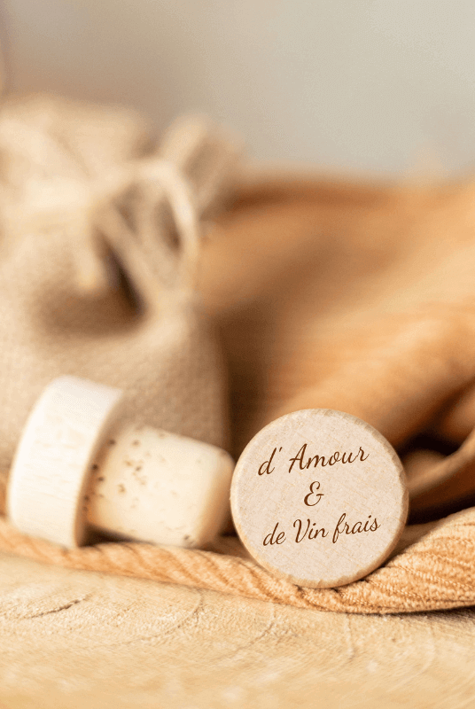 Bouchon Bouteille de Vin "D'amour & De Vin Frais"