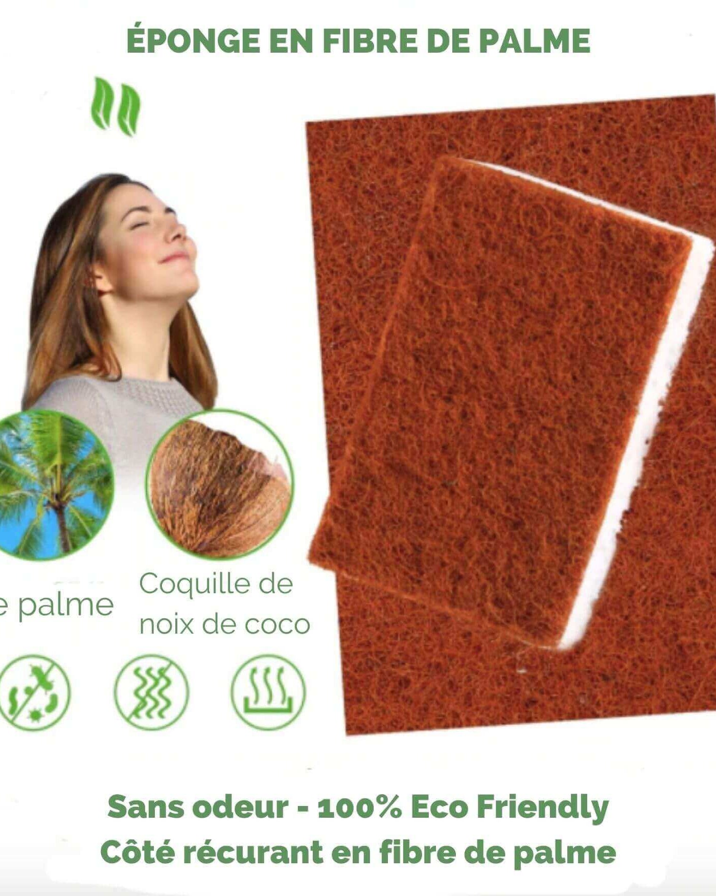 Éponges Naturelles en Fibre de Coco, Palmes & Coton - My Bambou - My Bambou