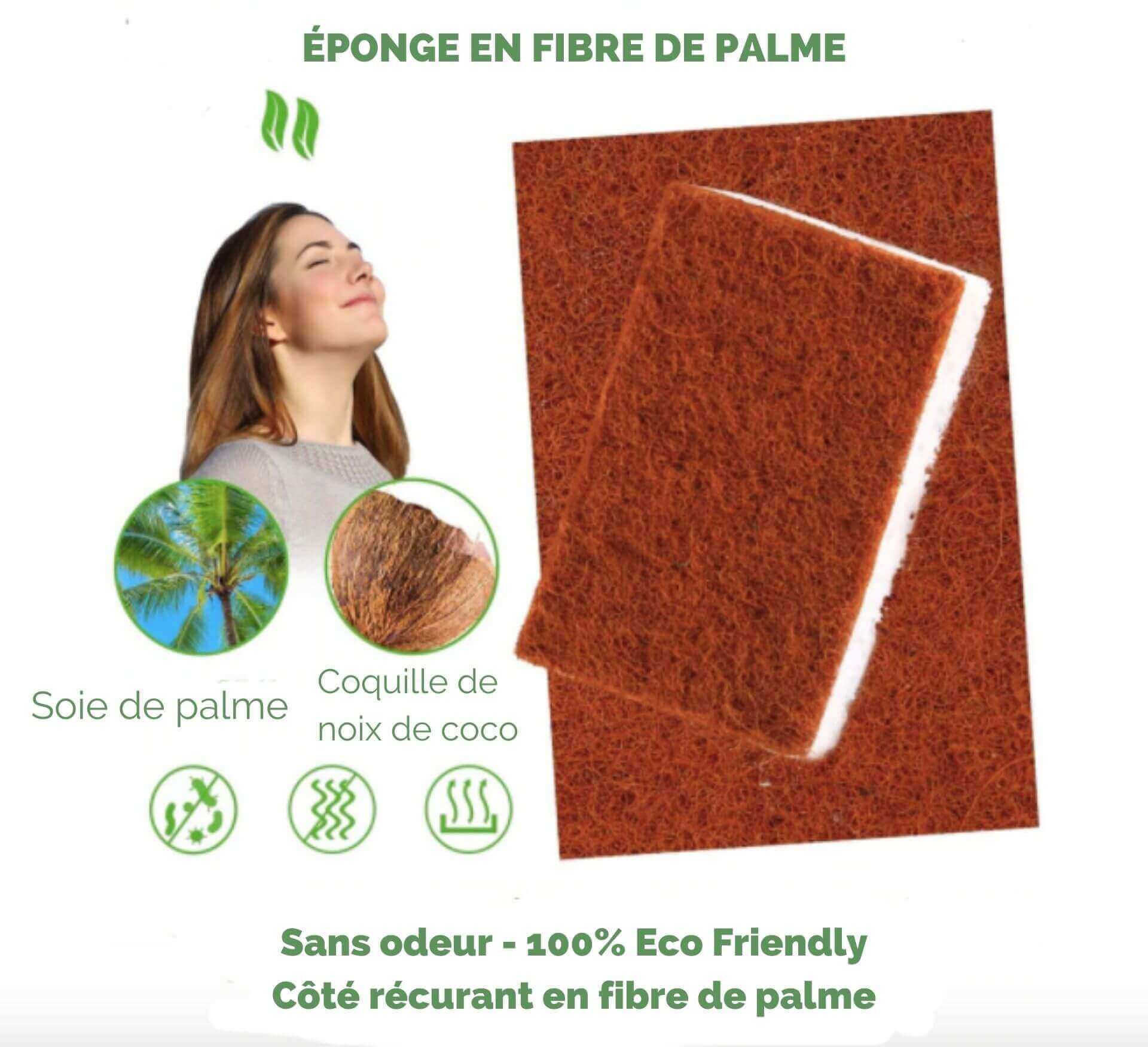 Éponges Naturelles en Fibre de Coco, Palmes & Coton - My Bambou - My Bambou