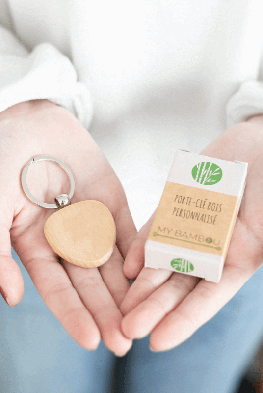 Porte-Clés Personnalisable Cœur en Bambou - My Bambou