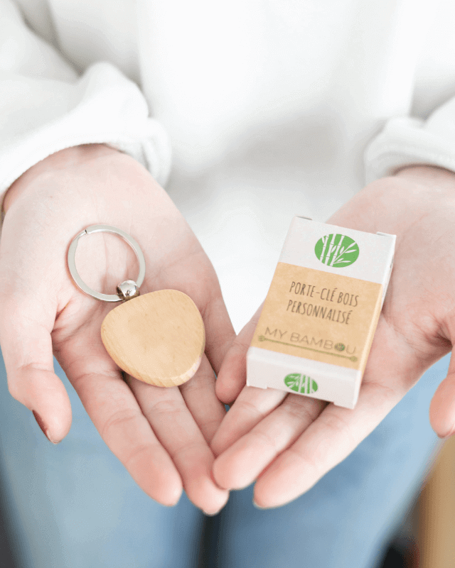 Porte-Clés Personnalisable Cœur en Bambou - My Bambou