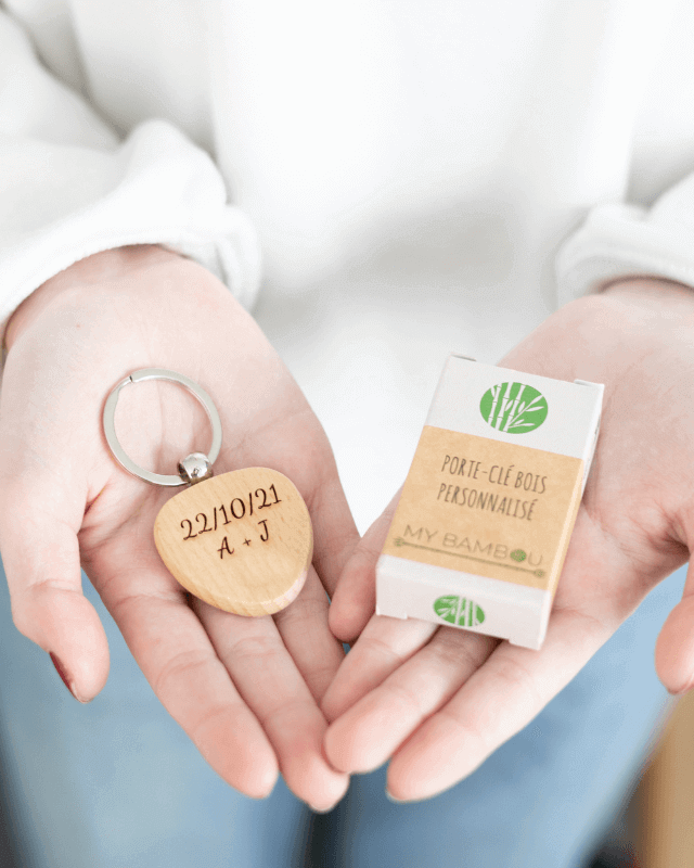 Porte-Clés Personnalisable Cœur en Bambou - My Bambou
