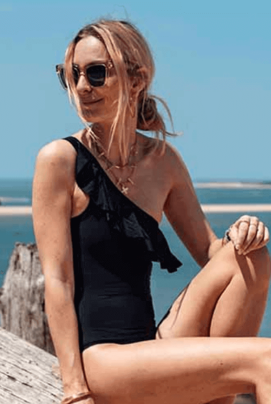 Maillot de Bain Menstruel Noir une Pièce Asymétrique + 1 Pochette de Rangement - My Bambou